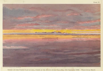 Zonsondergang voor de noordkust van Azië, ten noorden van de monding van de Chatanga