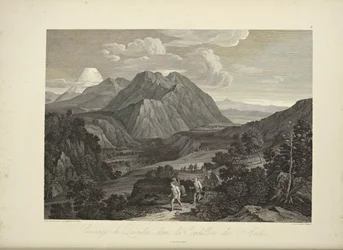Passage van de Quindiu, in de Cordillera van de Andes, getekend door Koch, illustratie uit 