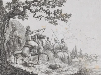 Kozakken rijden langs een Rivieroever, 1814