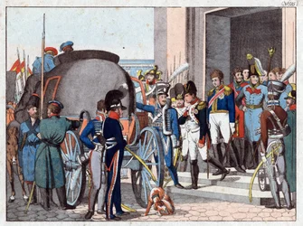Het vertrek van Napoleon naar het eiland Elba