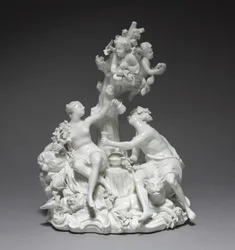 Bacchus en Venus, fabrikant Tournay Fabriek, België, ca. 1755