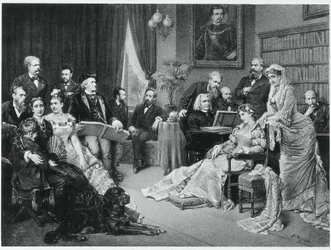 Richard Wagner en Liszt in Bayreuth met Cosima en Siegfried - naar Fritz Georg Papperitz