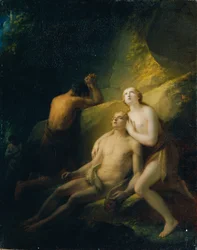 Adam en Eva rouwen om de dode Abel