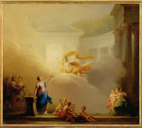 De muzen van komedie en tragedie (schilderij op doek)