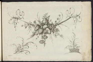Festoen van vruchten, bladeren en bloemen