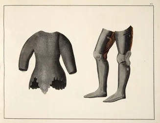 Wapenrusting, plaat uit A History of the Development and Customs of Chivalry, door Dr. Franz Kottenkamp, uitgegeven door Carl Hoffmann, 1842
