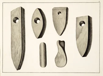 Stenen wapens, plaat uit A History of the Development and Customs of Chivalry, door Dr. Franz Kottenkamp, uitgegeven door Carl Hoffmann, 1842