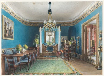 Tekening, De blauwe kamer, Schloss Fischbach, 1846