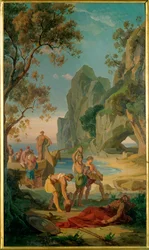 Odysseus rust uit na de landing (olieverf op doek)