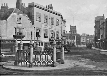 Kroningssteen en marktplein, Kingston upon Thames, ca. 1896