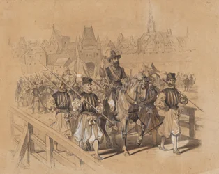 Verwelkoming van een vorst door de burgemeester en het burgerregiment van Wenen
