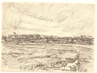 Landschap met dorp
