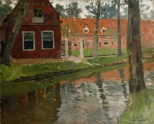Vanuit Vollendam, rood huis, water
