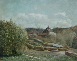Landschap met ziekenhuis Oslo, ca 1880 (schilderij)