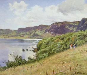 Twee dames wandelen in het Noorse platteland, 1883