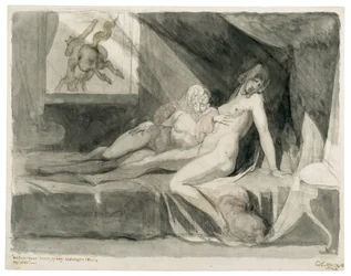 Alp verlaat de slaapkamer van twee slapende vrouwen, 1810