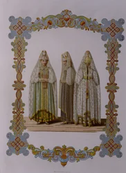 Kostuums van meisjes uit Torzhok uit de serie Kleding van de Russische staat, 1851