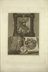 Zilveren wapenrusting en zegel van de tsaar. Uit de Oudheden van de Russische Staat