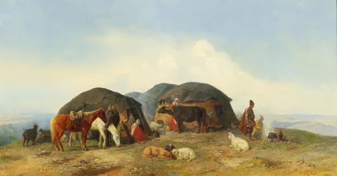 Rustende veehouders in de Noordelijke Kaukasus, 1874