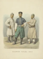 Kazan Tataren, illustratie uit de serie Kleding van de Russische Staat, 1869
