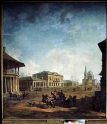Uitzicht op de stad Nikolaev (Nikolayev) in Oekraïne. Schilderij van Fyodor Yakovlevich Alexeev (1753-1824)