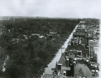 Fifth Avenue, noordwaarts gezien vanaf het dak van de Metropolitan Club in 61st Street, New York City, ca. 1904