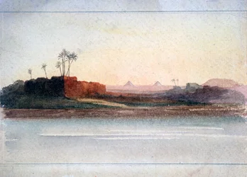 Piramides vanaf de Nijl, Caïro, Egypte, 19e eeuw