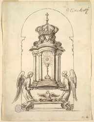 Tekening, Ontwerp voor een bronzen deur van een tabernakel, ca. 1725