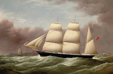 De Bark Alfred Hawley bij de Skerries op weg naar Liverpool, 1860