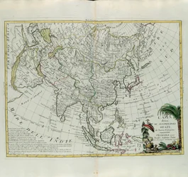 Azië verdeeld in zijn belangrijkste staten, gravure door G. Zuliani uit Tome I van de Nieuwste Atlas gepubliceerd in Venetië in 1777 door Antonio Zatta, Privécollectie