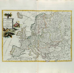 Europa verdeeld in zijn belangrijkste staten, gravure door G. Zuliani uit Tome I van de Nieuwste Atlas gepubliceerd in Venetië in 1776 door Antonio Zatta, Privécollectie