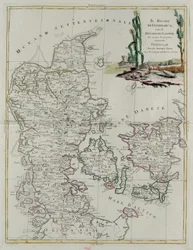 Koninkrijk Denemarken met het Hertogdom Slesvik, gravure door G. Zuliani uit Tome III van de "Nieuwste Atlas" gepubliceerd in Venetië in 1781 door Antonio Zatta, Privécollectie