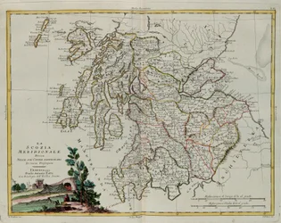 Zuid-Schotland verdeeld in zijn graafschappen, gravure door G. Zuliani uit Tome I van de "Nieuwste Atlas" gepubliceerd in Venetië in 1779 door Antonio Zatta, Privécollectie