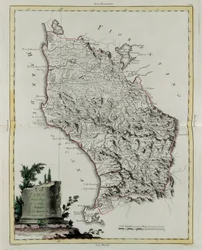 Territorium van Pisa, gravure door G. Zuliani uit Tome II van de "Nieuwste Atlas" gepubliceerd in Venetië in 1783 door Antonio Zatta, privécollectie