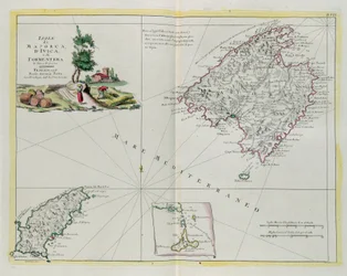 De eilanden Majorca, Ivica en Formentera, gravure door G. Zuliani uit Tome I van de "Nieuwste Atlas" gepubliceerd in Venetië in 1778 door Antonio Zatta, Privécollectie