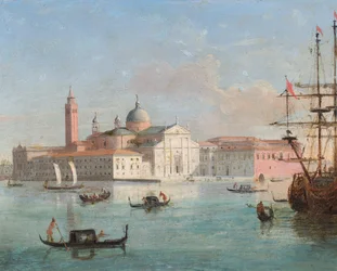 Venetië, gezicht op San Giorgio Maggiore (olieverf op koper)