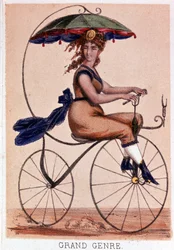 Fiets in 1869: "Groot genre" - lith. van Darlinghe naar Gosthiaux, Bibl. van de stad Parijs.