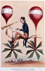 Reis naar de maan. Lithografie door Darlinghe naar Gosthiaux