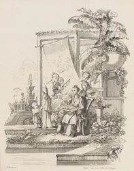 Zittende Vrouw met Kinderen en Dienaren, ca. 1738-1745