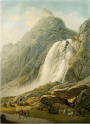 Berglandschap met waterval
