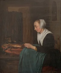 Een slapende verkoopster