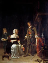 Een soldaat bezoekt een jong meisje