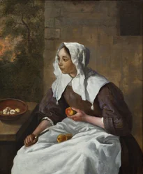 Meisje die appels schilt