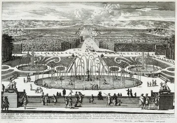 Het Latonabassin in de tuinen van het kasteel van Versailles