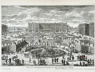 Uitzicht op het Kasteel van Versailles vanaf de waterkant - door Perelle, eind 17e eeuw