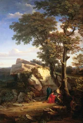 Landschap met St. Sebastian genezen door de heilige vrouwen