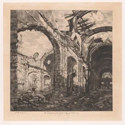 Ruïne van de Salle des pas perdus in Parijs na de brand van 1871