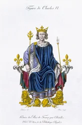 Beeld van Karel VI, gegraveerd door Amedee Peree, uit 