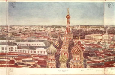 Panorama van Moskou, met de Sint-Basiliuskathedraal, 1819