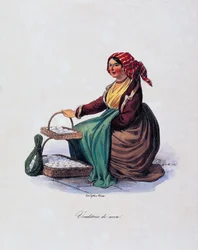 Eierverkoper, door Gaetano Dura (1805-1878), Italië
